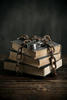 stack of books wrapped in a chain stack of books wrapped in a chain