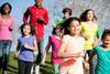 Students running outside Students running outside