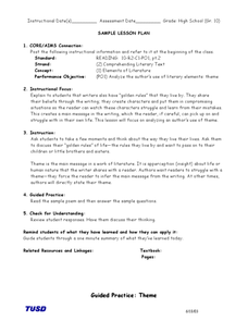 Comprehending Literary Text: Identifying Theme Lesson Plan Comprehending Literary Text: Identifying Theme Lesson Plan