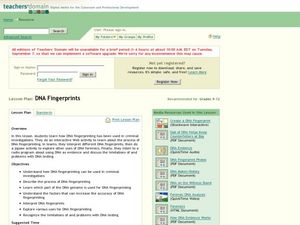 DNA Fingerprints Lesson Plan DNA Fingerprints Lesson Plan