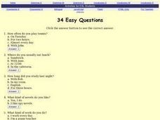 ESL Quiz - 34 Easy Questions (Charles Kelly) I-TESL-J Lesson Plan ESL Quiz - 34 Easy Questions (Charles Kelly) I-TESL-J Lesson Plan
