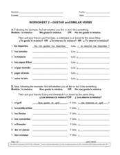 Gustar and Similar Verbs 6th - 9th Grade Worksheet | Lesson Planet