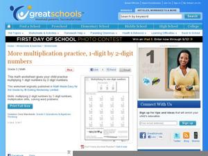 More Multiplication Practice, 1-Digit by 2-Digit Numbers Worksheet More Multiplication Practice, 1-Digit by 2-Digit Numbers Worksheet