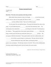 Pronoun Agreement Exercise Worksheet Pronoun Agreement Exercise Worksheet