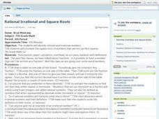 Rational, Irrational and Square Roots Lesson Plan Rational, Irrational and Square Roots Lesson Plan