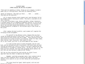 Summer reading essay