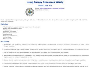 Using Energy Resources Wisely Lesson Plan Using Energy Resources Wisely Lesson Plan