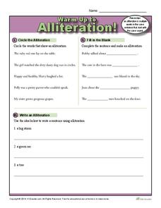 Alliteration worksheets middle school picture