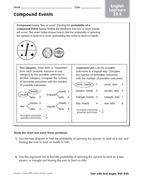 Worksheets Compound Events Worksheet collection compound events worksheet photos kaessey probability of 7th grade probability