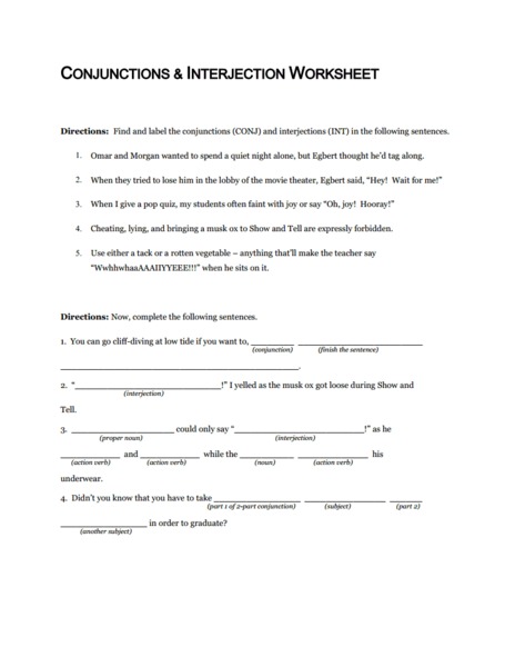 Printables Interjection Worksheets worksheets on interjections imperialdesignstudio worksheet free interjection 5th