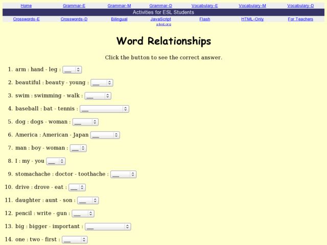 ESL Quiz - Word Relationships (Charles Kelly) I-TESL-J Lesson Plan ESL Quiz - Word Relationships (Charles Kelly) I-TESL-J Lesson Plan