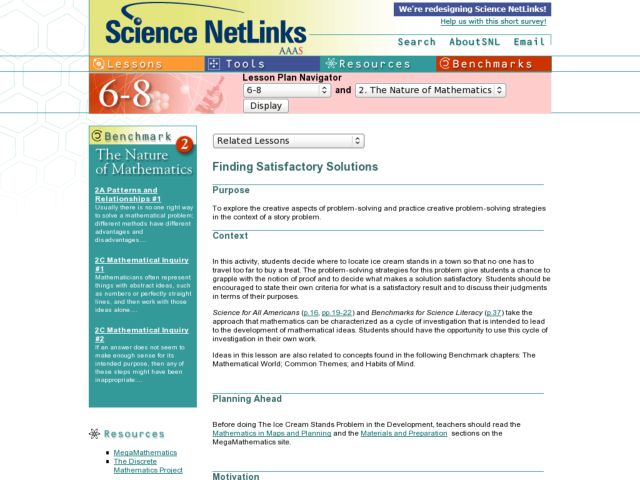 Finding Satisfactory Solutions Lesson Plan Finding Satisfactory Solutions Lesson Plan