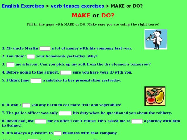 Make or Do Worksheet Make or Do Worksheet