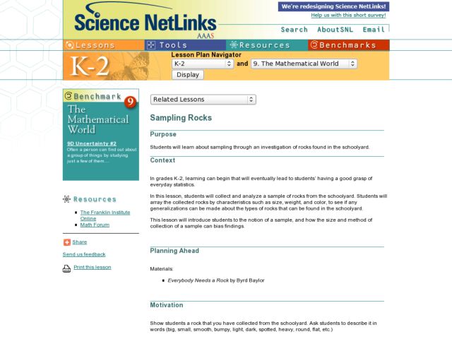 Sampling Rocks Lesson Plan Sampling Rocks Lesson Plan