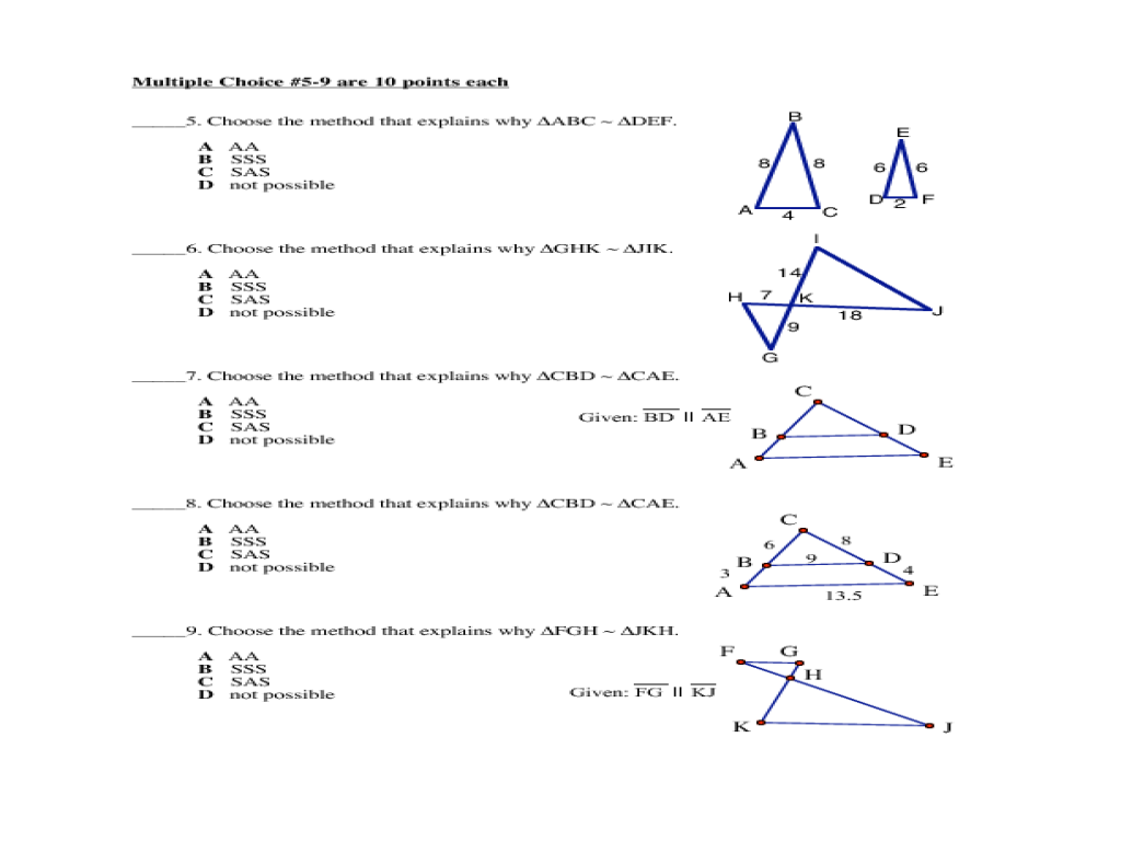 Similar Triangles Worksheet 7th Grade
