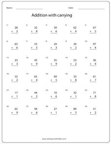 Addition with Carrying Worksheet Addition with Carrying Worksheet