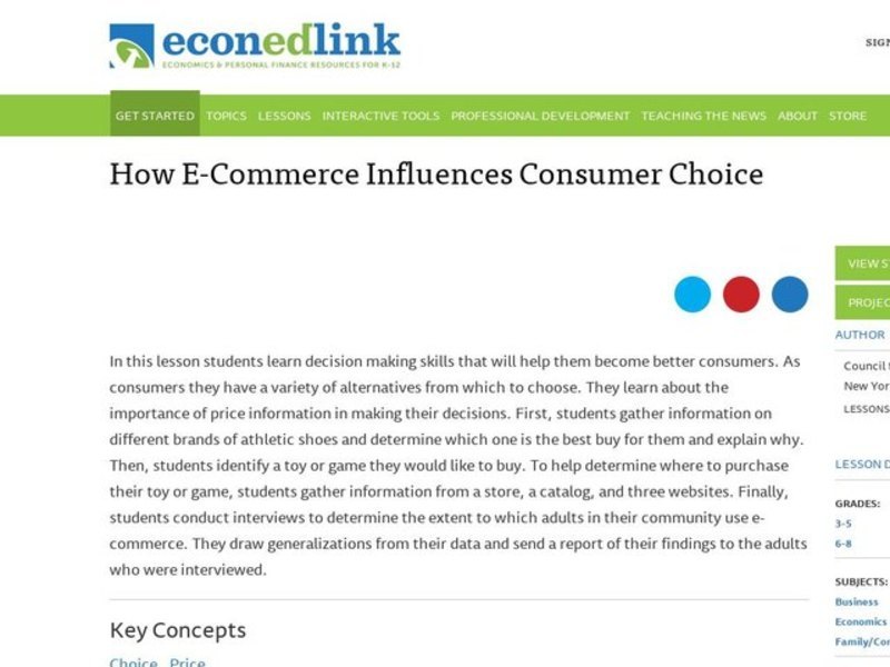 How E-Commerce Influences Consumer Choice Lesson Plan How E-Commerce Influences Consumer Choice Lesson Plan