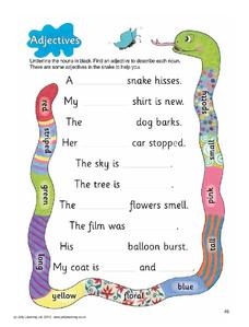 Adjectives Worksheet Adjectives Worksheet