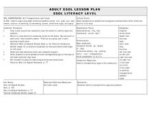ADULT ESOL LESSON PLAN--Transportation and Travel Lesson Plan ADULT ESOL LESSON PLAN--Transportation and Travel Lesson Plan
