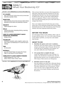Section One: What is Biodiversity? Lesson Plan Section One: What is Biodiversity? Lesson Plan