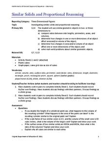Similar Solids and Proportional Reasoning Lesson Plan Similar Solids and Proportional Reasoning Lesson Plan