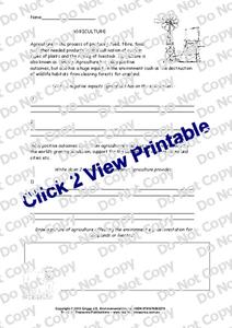 Agriculture Worksheet for 4th - 5th Grade | Lesson Planet