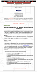 Building Awareness of the Japanese American Wartime Experience Lesson Plan Building Awareness of the Japanese American Wartime Experience Lesson Plan