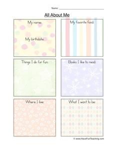 All About Me Printables & Template All About Me Printables & Template