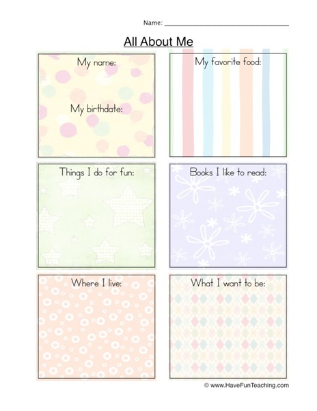 All About Me Printables & Template All About Me Printables & Template