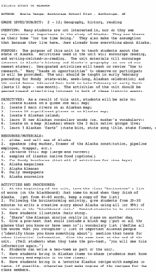 A Study of Alaska Lesson Plan A Study of Alaska Lesson Plan