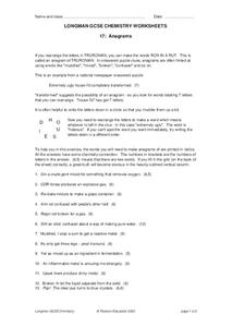 Anagrams Worksheet Anagrams Worksheet