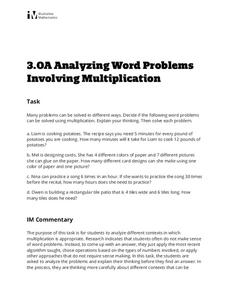Analyzing Word Problems Involving Multiplication Activity Analyzing Word Problems Involving Multiplication Activity