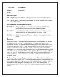 Ancient Rome Lesson Plan Ancient Rome Lesson Plan