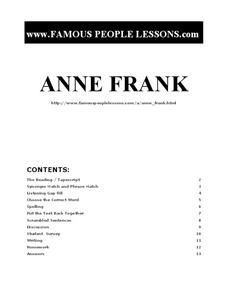 Anne Frank Worksheet Anne Frank Worksheet
