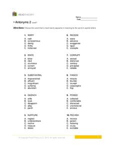 Antonyms 2 Worksheet Antonyms 2 Worksheet