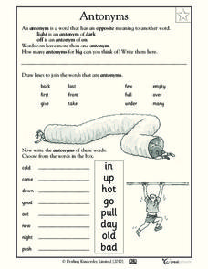 Antonyms Worksheet Antonyms Worksheet