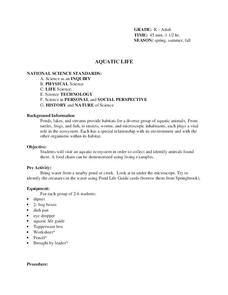 Aquatic Life Lesson Plan Aquatic Life Lesson Plan