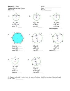 Arcs and Chords Worksheet Arcs and Chords Worksheet