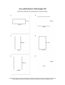 Area and Perimeter of Rectangles Worksheet Area and Perimeter of Rectangles Worksheet