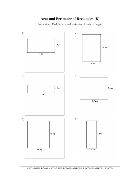 Area and Perimeter of Rectangles Worksheet Area and Perimeter of Rectangles Worksheet