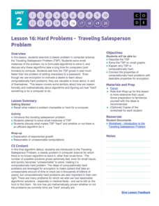 Hard Problems – Traveling Salesperson Problem Lesson Plan Hard Problems – Traveling Salesperson Problem Lesson Plan