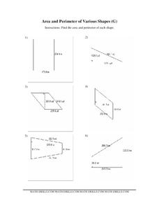 Area and Perimeter of Various Shapes Worksheet Area and Perimeter of Various Shapes Worksheet