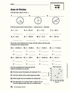 Area Of Circles Worksheet Area Of Circles Worksheet