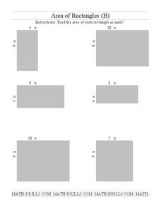 Area of Rectangles Worksheet Area of Rectangles Worksheet