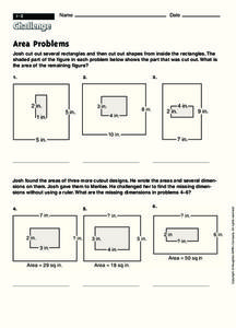 Area Problems Worksheet Area Problems Worksheet