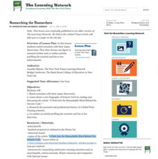 Researching the Researchers Lesson Plan Researching the Researchers Lesson Plan