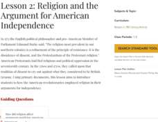 Lesson 2: Religion and the Argument for American Independence Lesson Plan Lesson 2: Religion and the Argument for American Independence Lesson Plan