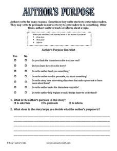 Author's Purpose Lesson Plan Author's Purpose Lesson Plan