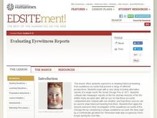 Evaluating Eyewitness Reports Lesson Plan Evaluating Eyewitness Reports Lesson Plan