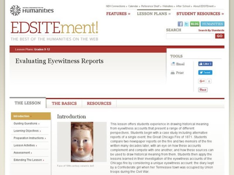 Evaluating Eyewitness Reports Lesson Plan Evaluating Eyewitness Reports Lesson Plan